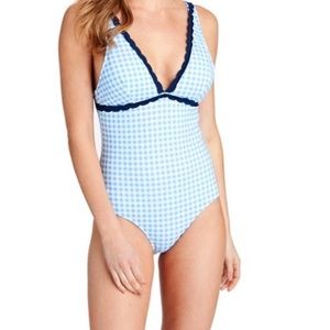 Vineyard Vines blue gingham one piece bathing suit size S